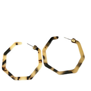 Women's Unbranded Animal Print Brown & Cream Octagon Hoop 2 and a half IEarrings